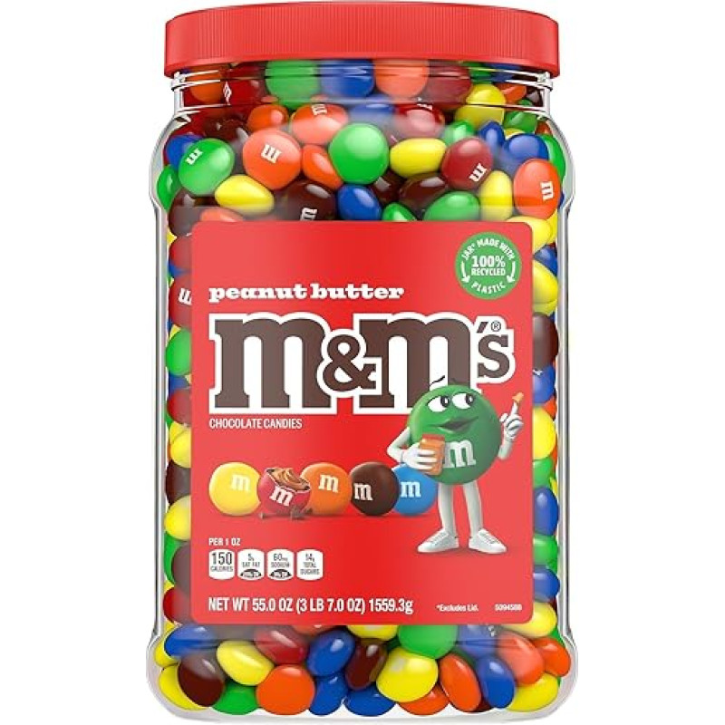 M&M'S Peanut Butter - žemės riešutų sviesto šokoladiniai saldainiai JAV, 55 oz - 1,559 kg
