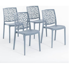 Anna Resin Chairs with Fibreglass (4, Light Blue Concrete)