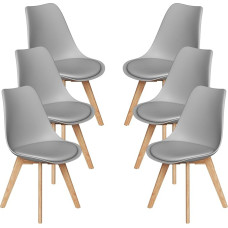 Stanew Set of 6 Grey Chairs - Scandinavian Chair for Dining Room Kitchen Living Room - Nordic Style Elegant and Comfortable