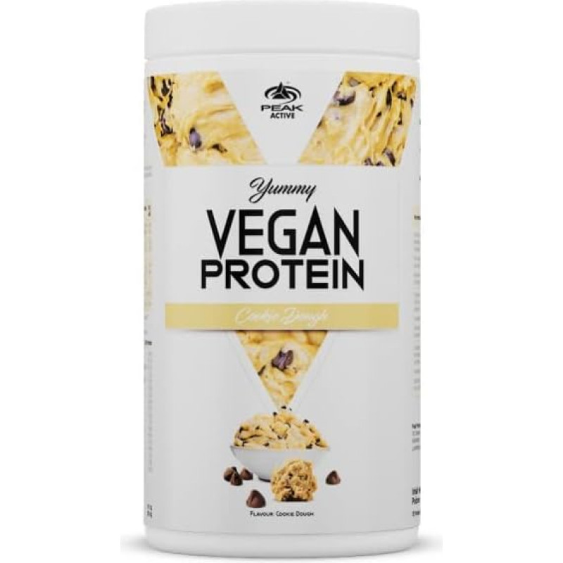 PEAK Yummy Vegan Protein - 450 g skonio sausainių tešlos I 15 porcijų I Baltymų šaltiniai: Moliūgų, pupelių, žirnių, migdolų, kanapių I Be GMO I Be glitimo