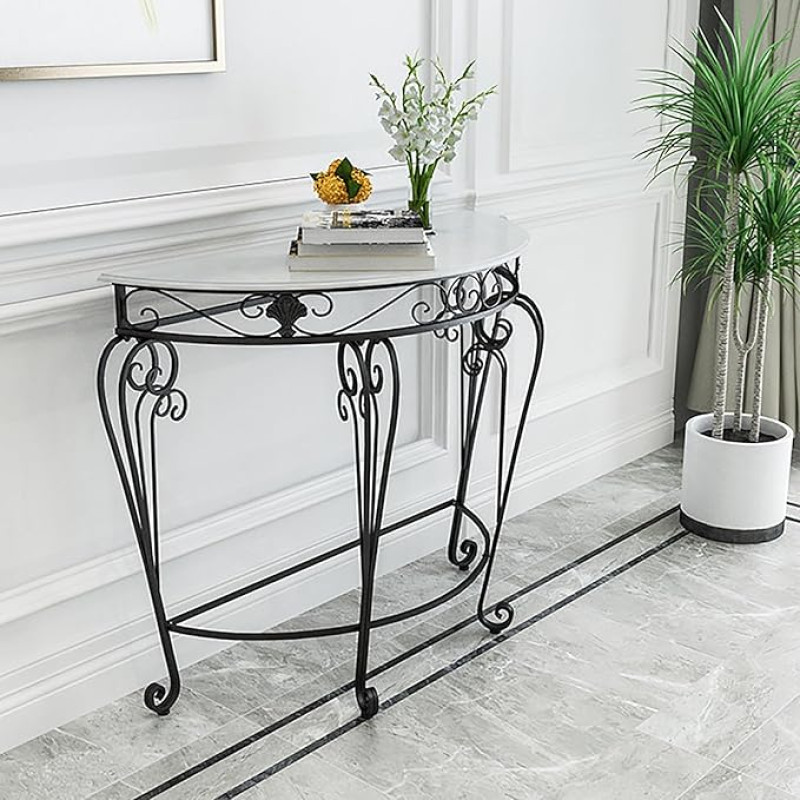 FQMYLTYN Pusiau vonios kambario baldas su marmurine plokšte ir metaliniais dirbiniais, pusiau vonios kambario baldas, skirtas patalpoms ir kambariui (juodas, 60x30x70 cm)