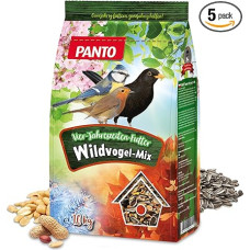 PANTO Four Seasons Feed - 5 x 1 kg lesalas paukščiams, išbarstytas lesalas paukščiams su saulėgrąžų sėklomis, žemės riešutais ir grūdų dribsniais