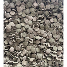 12 mm dumblių plokštelės / šamų traškučiai - 6 % Spirulina - nuskendusios tabletės dumbliažolėms, šamams ir dugno žuvims akvariume (500 g)