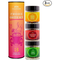Hallingers Genuss Manufaktur Velykų dovanos Velykų krepšeliai Velykoms, 3 arbatų dovanų rinkinys su dėžute, Vegan stiklinėse, pagaminta Bavarijoje