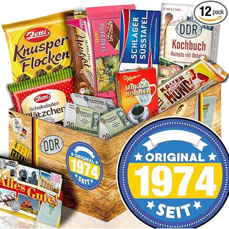 Originalus nuo 1974 m. + Dovanų krepšelis 50-asis gimtadienis + šokolado dovana DDR