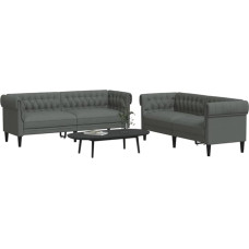 2-TLG. Sofagarnitur Dunkelgrau Stoff, für Wohnzimmer, Schlafzimmer, Bequeme Polstermöbel mit Holzrahmen, atmungsaktiver Bezug, ideal zum Entspannen, 2-Sitzer & 3-Sitzer Couch Set