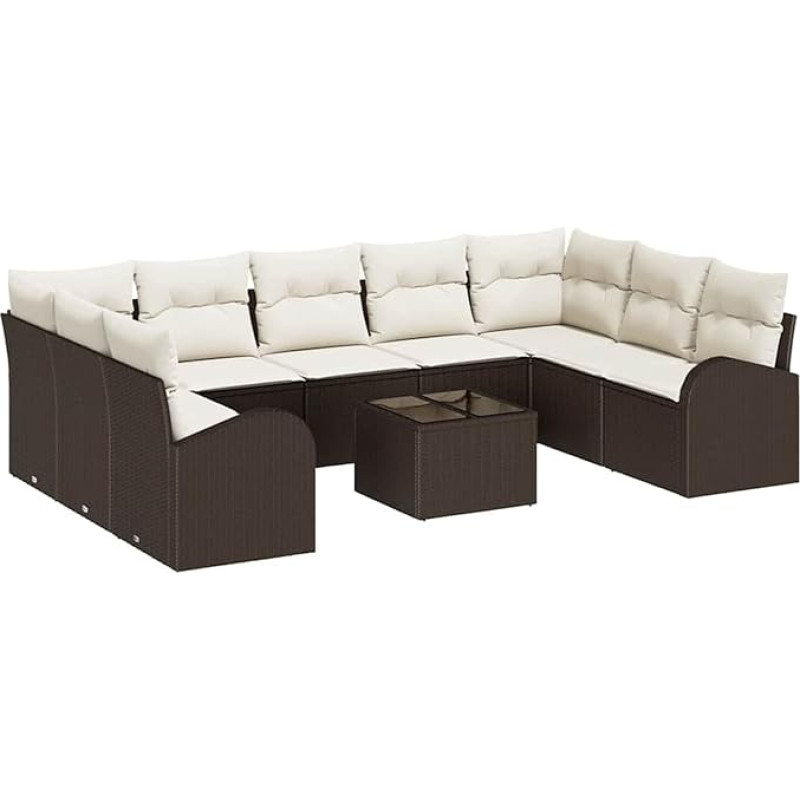 Modulares Ecksofa Garten Terrasse Braun Weiß Poly-Rattan UV-beständig - Komfortable Sitzecke für Außenbereich Model3354877