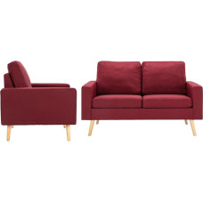 Madinga sofa, salono sėdimoji dalis, 2 dalių sofos komplektas, audinys, vyno raudona, tinka kavinei, sodui, svetainei