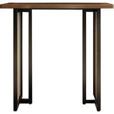 Schmaler Konsolentisch im Landhausstil - rustikaler Sofatisch aus Holz für hinter der Couch, im Eingangsbereich und Wohnzimmer, stilvoller geometrischer Metallrahmen, perfekt für Schlafzimme