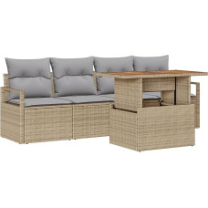 Model3358380 5-Piece Garden Sofa Set with Cushion Beige Poly Rattan Garden Lounge