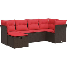 6 dalių sodo sofos komplektas su pagalvėle Ruda Poly Rattan Garden Lounge Modelis3325290