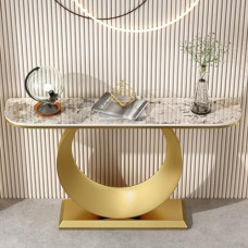 Konsolentisch, 39,37 Zoll moderner Sofatisch, Flurtisch aus Marmor, Couchtisch, schmaler Sofatisch mit Metallrahmen, für Eingangsbereich, Wohnzimmer (Spalva: auksinė 4)