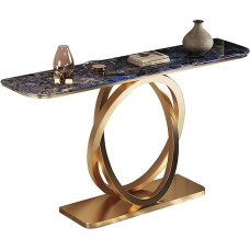 Šiuolaikinis modernus stalas, modernus stalas su kvarco plokšte ir metalo sluoksniu, skirtas fojė, miegamajam ir mažoms patalpoms (120 cm/47,2 cm)