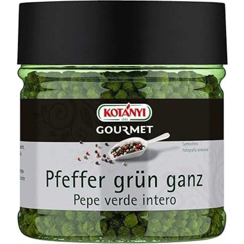 Kotanyi Gourmet pipirai žali sveiki | Švelniai aštrūs, šiek tiek vaisinio aromato, 400 ml
