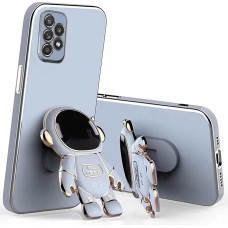 Creative Astronaut Stand Case for Xiaomi Redmi Note 9 Pro, Cute Girls Thin Galvanised Protective Case Bumper with Astronaut Holder Kick Stand