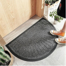 Outdoor Door Mat, 60 x 90 cm, Washable, Weatherproof, Non-Slip, High-Quality Doormat Semicircular Outdoor and Indoor, Aesthetic Outdoor Door Mat, Front Door, Dirt Trapper Mat