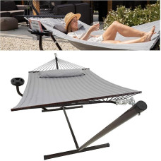 VITA5 Hammock with Frame and Table - Outdoor Hammock for the Garden, Pool & Balcony - Generous Hammocks for 2 People - Double Hammock with Stand and Side Table - 200 kg Load Capacity