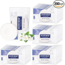 Bulk Bar Soap, 200 Pack Round Mini Soap Bars Bulk Individually Wrapped, 0.5 oz Travel Soap Small Hotel Soaps Travel Size Toiletries for Hotel Bathroom (Round)