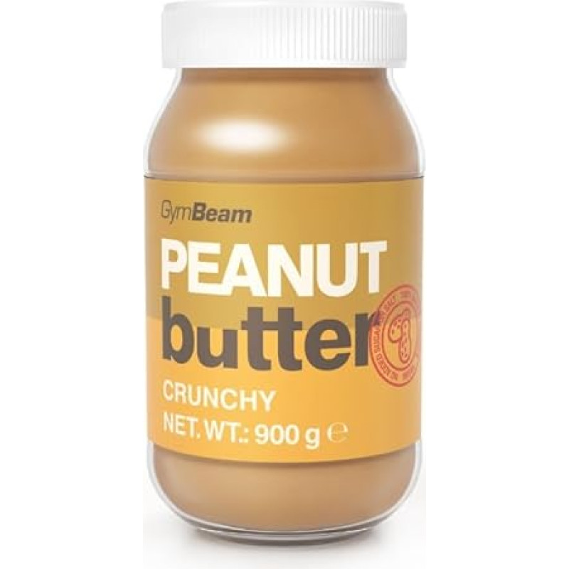 GymBeam Natural Peanut Butter - High Protein Content, Vegan Protein and Fat Source, Healthy Protein Peanut Butter without Sugar and Palm Oil (900 g, Crunchy)