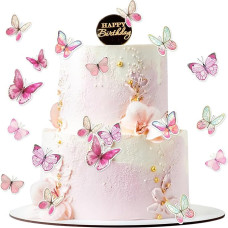 Butterfly Cake Toppers 30 Pcs Butterfly Cake Toppers Pink Wedding Party Cake Walls Party Decorations