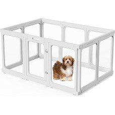 60 cm / 75 cm, skaidraus akrilo plastikinė šuniukų žaidimų aikštelė, skaidri šunų žaidimų aikštelė su durelėmis, lengvai valoma, šuniukų žaidimų aikštelė namams (balta, 60 cm aukščio, 9+1 (10 vnt.))