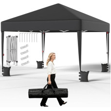 JUMMICO 3 x 3 m sulankstoma pavėsinė, reguliuojamas aukštis ir 10 cm didesnis stogo plotas, patobulinta reguliavimo sistema, lengvai surenkama, atspari vandeniui ir vėjui, idealiai tinka sodui, stovyklavimui ir vakarėliams, sodo pavėsinė