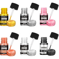 Liquid Edible Glitter - 6 Colours Metallic Glitter Colours Food Colour for Decorating Cakes, Baking, Cupcakes - Metallic Liquid Edible Glitter Powder for DIY Biscuits, Fondant, Cakes