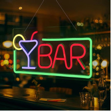 FITNATE Neon Sign, Acrylic Bar Sign, USB Powered Bar Neon Sign, Neon Light, Party, Neon Sign, Light Sign, Lamp, Wall Decoration, 5 V