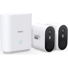 AOSU 3K 5MP stebėjimo kamera Lauko baterija 240 dienų 2 rinkinys + Aosubase 32GB vietinė atmintis be ABO kameros Stebėjimo kamera Lauko asmens judesio jutiklis Šviesos ir garso signalas 2 krypčių garso signalas Spalvota naktis