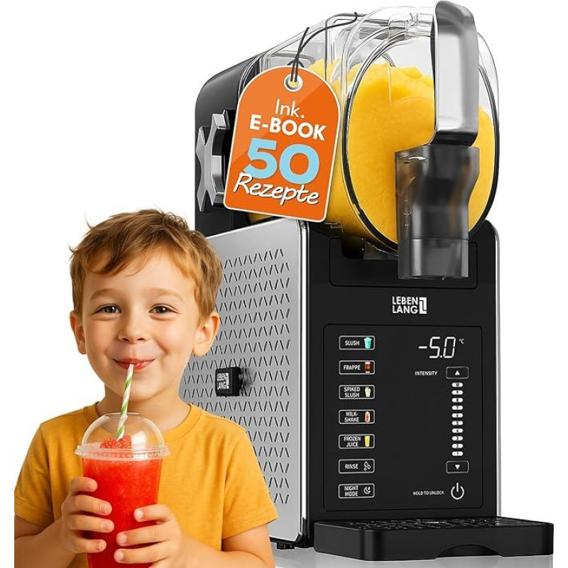 LEBENLANG Premium Slush Machine 2L - 5 režimai ir 15 min. greitas užšaldymas I Komplekte yra receptų knyga ir automobilio valymas I Slush Ice Machine for Home Frozen Slushy Machine Slushie Maker Ice Slushi Machine