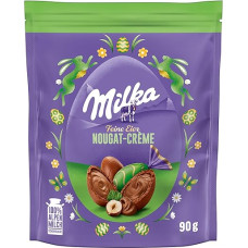 Milka Fine Eggs Nougat Créme 1 x 90 g I Velykų šokolado pakuotė I Velykų lizdui ir slėptuvei I Saldumynai Velykoms Pagaminta iš 100 % Alpių pieno šokolado