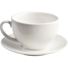Elegantiškas baltas porcelianinis kavos puodelis su padėkliuku 220 ml Cappuccino Latte arbatos puodelis