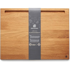 Chopping and Serving Board Made of High-Quality Oak 40 х 30 cm Large with Tray Holder, Antibacterial Kitchen Board from Europe, Serving Board, Breakfast Board, Solid Wood Board