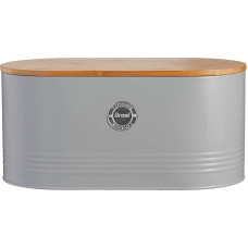 Typhoon Living Bread Bin with Bamboo Lid, Grey, 16 x 33.5 x 33.5 cm