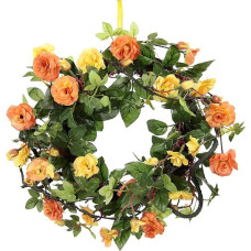 Rose Rosary Door Wreath Wall Wreath Flower Wreath Flower Wreath Decorated Wall Decoration Flowers Decoration Artificial Flower Front Door Wreath Gift Wedding Decoration Valentine's Day Mother's Day