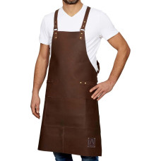 REDSALT Premium Leather Prijuostė 100% Buffalo oda 84 x 62 cm Crossback Brown | Profesionalus BBQ Prijuostė | Darbo prijuostė Virtuvės Catering Bar Barista | Maisto gaminimo prijuostė Virtuvės prijuostė Dovanos vyrams