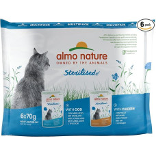 almo nature Multipack Holistic Anti Hairball 3 x mit Kabeljau - 3 x Mit Huhn. Alleinfutter für Erwachsene Katzen,Nassfutter 6er Pack (6x70g)