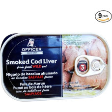 OFFICER rūkytos menkių kepenys 120 g, 9 pakuotės