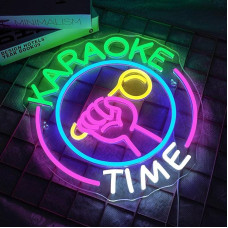 NOXET Karaokė laikas Neon ženklas Karaokė mikrofonas Neon ženklas Šviesos muzika Neon ženklai Karaokė baras LED ženklas Rausvas neoninis baro ženklas Muzikos baras Studija Miegamasis Šalis Klubas Žaidimų kambarys