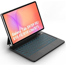 Bettdow For Samsung Galaxy Tab S10 Lite/Tab S10 FE/Tab S9 FE 10.9 Inch and Tab S9 11 Inch Keyboard Case, Floating Magnetic Design with Trackpad & AI Button, QWERTZ Layout Illuminated Keyboard, Black