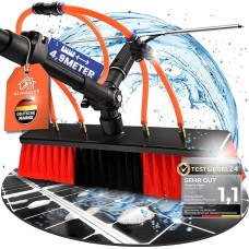 Profesionalus teleskopinis plovimo šepetys su vandens jungtimi 4,9 m rinkinys, skirtas žiemos sodų valymui ir PV sistemos plovimui Šepetys su teleskopine rankena ir strypu apima 10 m ilgio žarną, muilo dozatorių ir gremžtuką