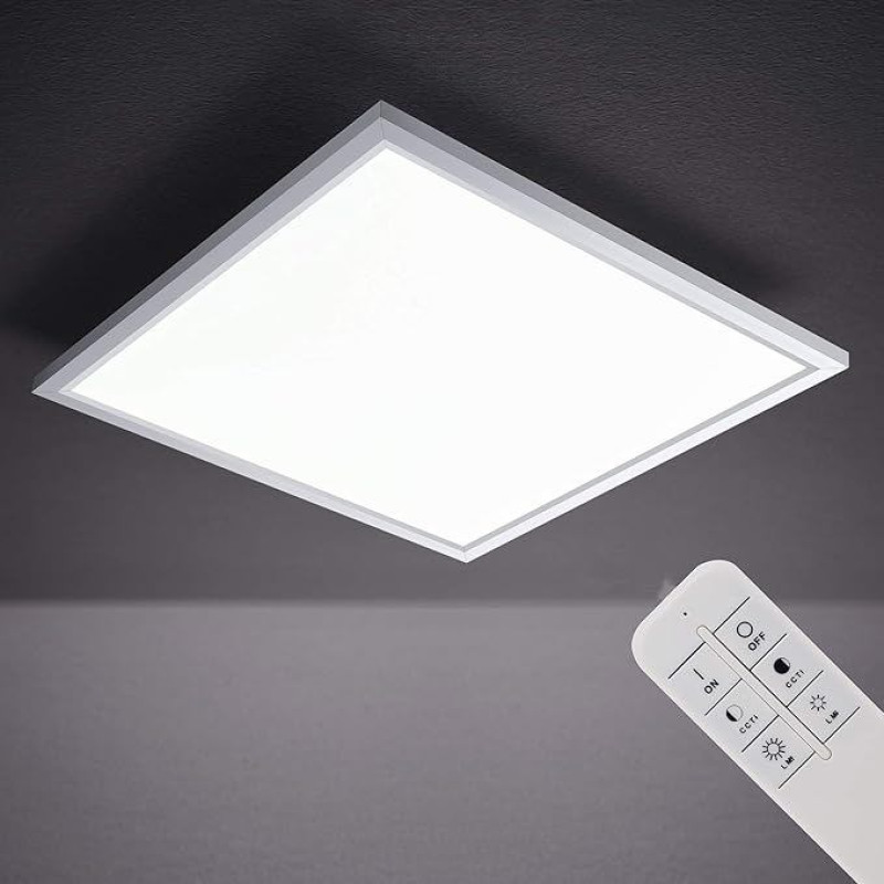 IMPTS LED panelinis lubų šviestuvas, reguliuojamas, 30 x 30 cm, itin plokščias lubų panelinis šviestuvas, lubų šviestuvas su nuotolinio valdymo pulteliu, reguliuojama spalvos temperatūra, 3000 K - 6500 K, 15 W, 1500 liumenų šviesa