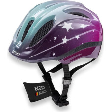 KED Meggy II Trend dviratininko šalmas vaikams, pagamintas Vokietijoje, LED galinis žibintas, MaxShell technologija ir tikslus dydžio reguliavimas, spalva: Stars Pink Agua, dydis: 49-53 (SM)