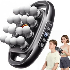 16 galvučių masažo pistoletas su raudona šviesa, giluminis nugaros ir kaklo raumenų masažas, kaklo masažuoklis su 30 lygių, 3 režimais, tylus, elektrinis masažuoklis kojoms, rankoms, nugarai, visam kūnui