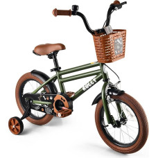 RULLY 12-16 inch Boys Bicycle for Children from 2-6 Years - Bicycle with Stabilisers, Coaster Brake & Handbrake, Front Basket - Blue, Black, Green