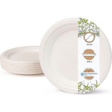 BIOZOYG vienkartinės lėkštės, 500 vnt., baltos spalvos, kvadratinės, 26 cm ilgio cukranendrių lėkštės, alternatyva popierinėms ir plastikinėms lėkštėms, tvirti vienkartiniai indai, idealiai tinka vakarėlių stalui