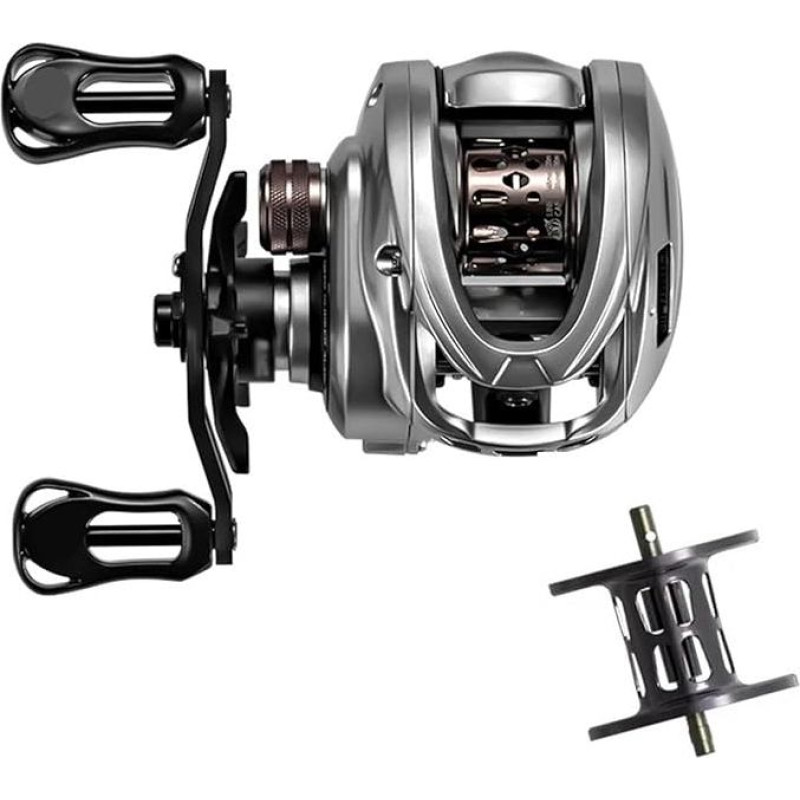 HICC50 Pro Baitcastingrolle 10 + 1BB Leichte BFS-Rolle for Bassforellen 7,1/8,1 Übersetzungsverhältnis 4 kg Drag Angelrolle(7.1 Double Spools,Right Hand)