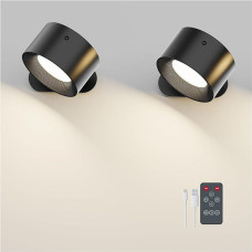 Vidaus sieninis šviestuvas, sieninis šviestuvas su nuotolinio valdymo pulteliu, reguliuojamo ryškumo su baterija ir USB įkrovimo prievadu, LED sieninis šviestuvas, jutiklinis valdymas, 3 ryškumo lygiai, 3 spalvų režimai, pasukamas 360° kampu, skirtas svet