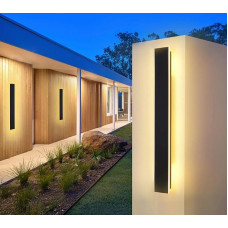 LED sieninis šviestuvas Lauko / vidaus ilgas sieninis šviestuvas antracito spalvos, IP67 vandeniui atsparus išorinis sieninis šviestuvas Aliuminio lydinio juodas lauko šviestuvas terasai Sieninis šviestuvas sodui, vilai, šilta šviesa, 60*5cm, 15W
