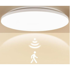 LEZOE LED Ceiling Light with Motion Sensor Diameter 35 cm, 24 W 3250 LM 136 Lm/W Radar LED Ceiling Light 4000 K, IP54 Wet Room Light Sensor Lamp for Bathroom, Garage, Stairs, Basement, Hallway